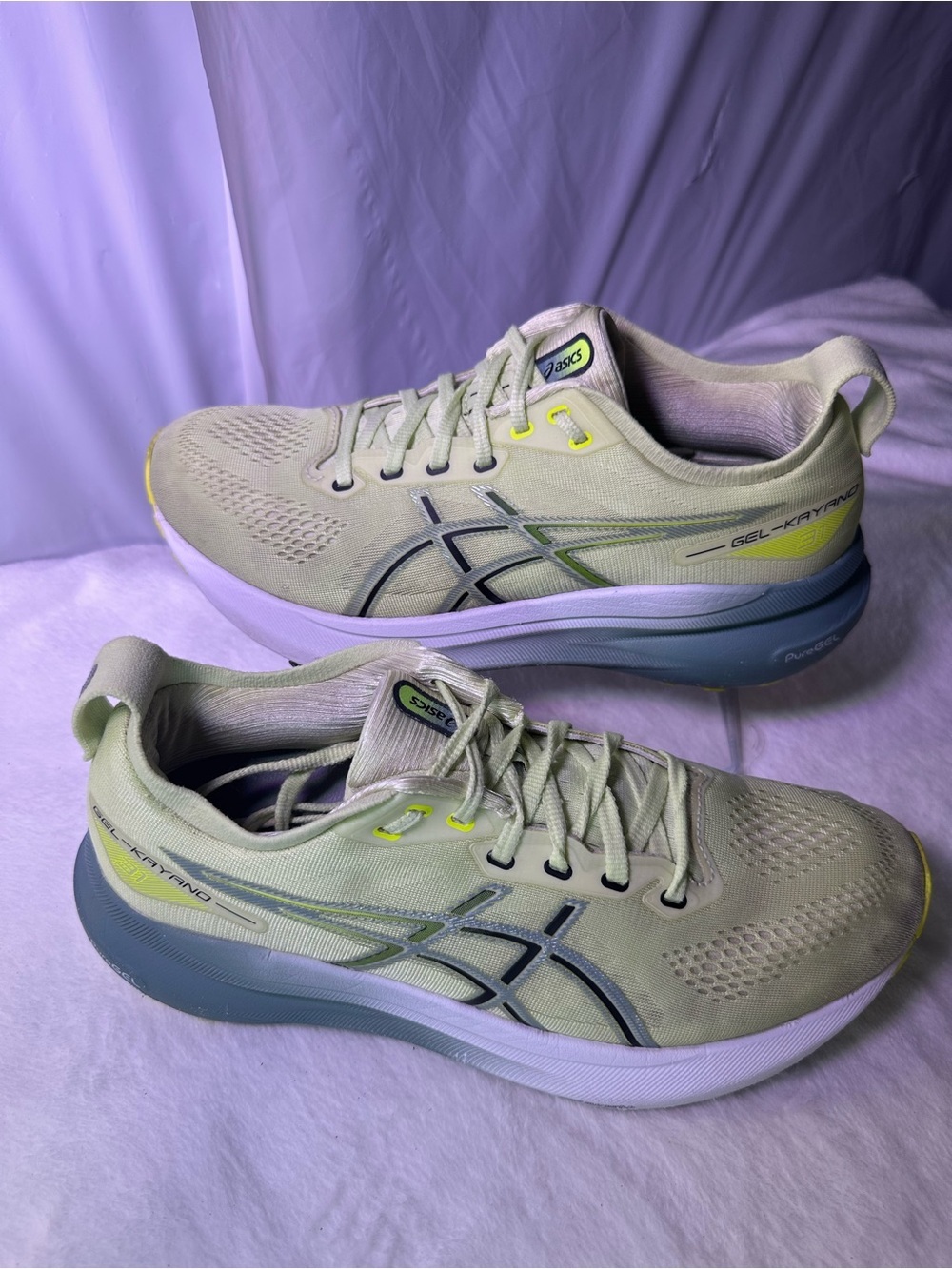 ASICS Running Shoes - Pale Green with Yellow Accents
